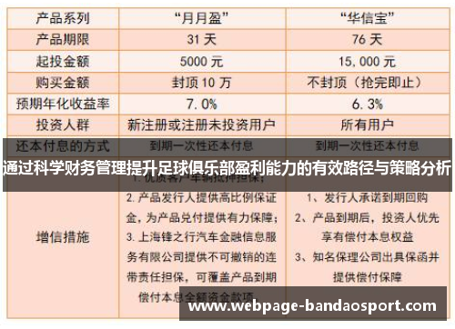 通过科学财务管理提升足球俱乐部盈利能力的有效路径与策略分析