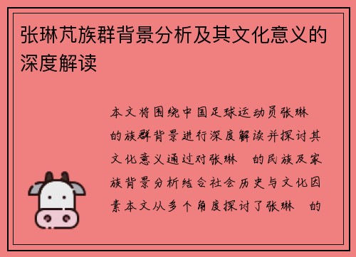 张琳芃族群背景分析及其文化意义的深度解读